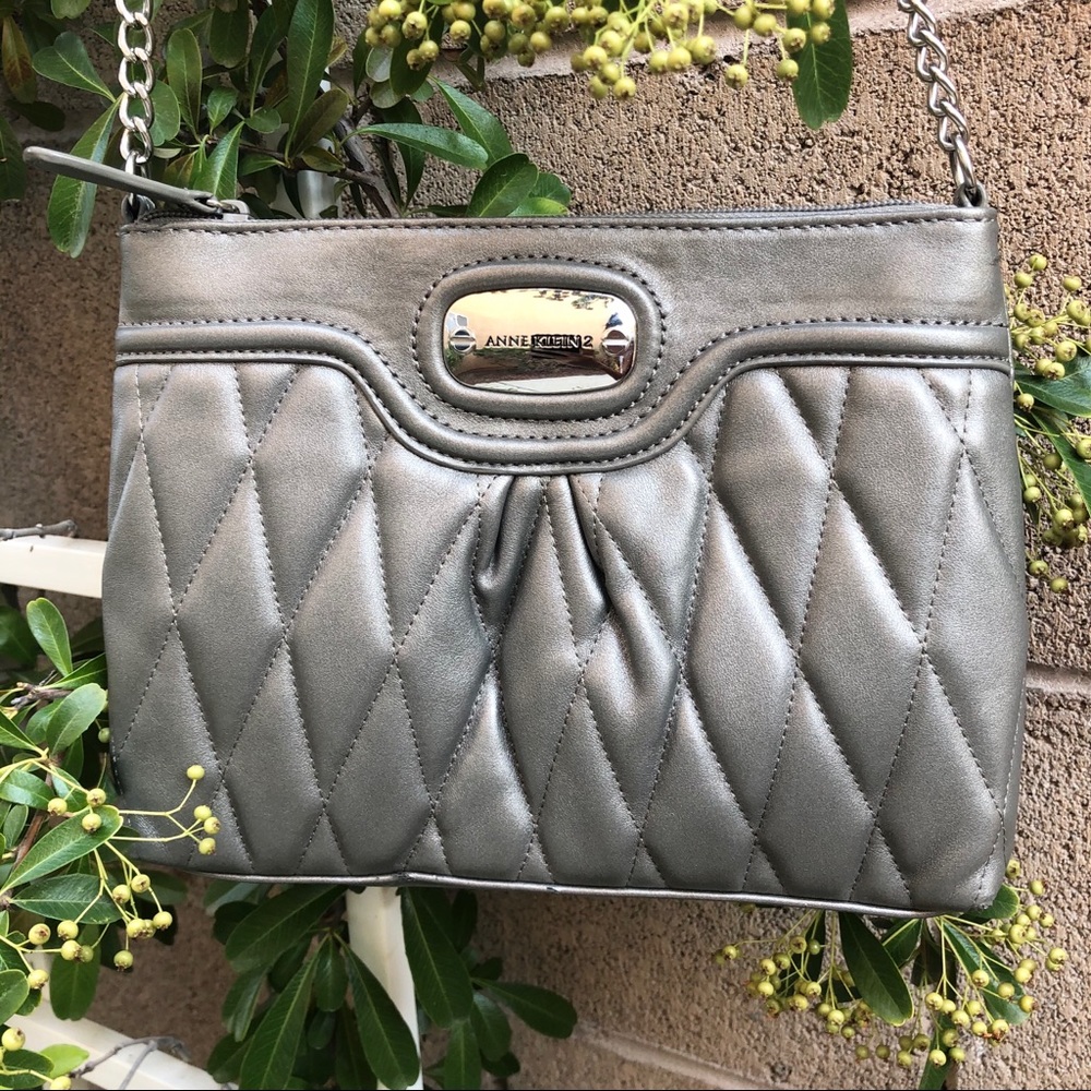 Anne Klein 2 Quilted Pewter Shoulder Bag